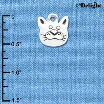 C3542 tlf - Large Silver Cat Face - Silver Charm