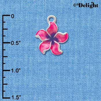 C3573 tlf - Hot Pink and Purple Plumeria Flower - Silver Charm