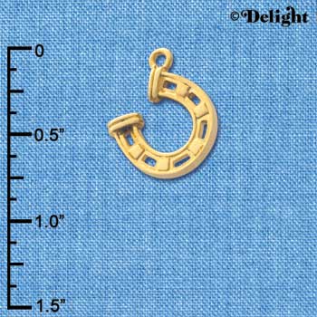 C3615 tlf - Gold Horseshoe with Side Loop - Gold Charm