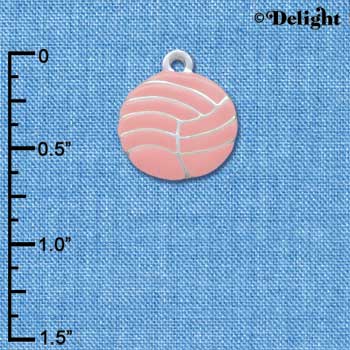 C3622 tlf - Large 2-D Pink Volleyball - Silver Charm