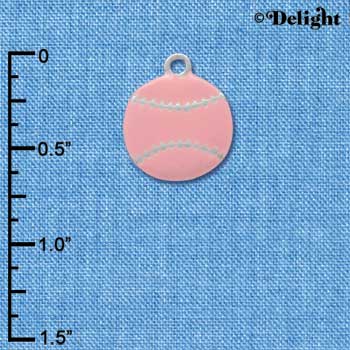 C3623 tlf - Large 2-D Pink Softball - Silver Charm