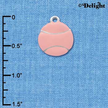 C3624 tlf - Large 2-D Pink Tennisball - Silver Charm