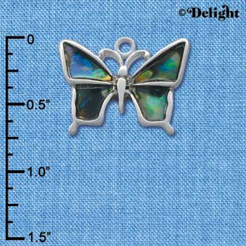 C3638 tlf - Large Shell Inlay Butterfly - Silver Charm