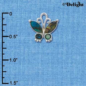 C3639 tlf - Small Shell Inlay Butterfly - Silver Charm