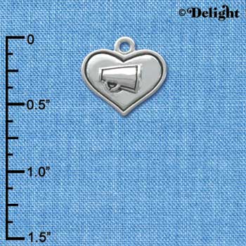 C3654 tlf - 2-D Silver Heart with Megaphone - Silver Charm