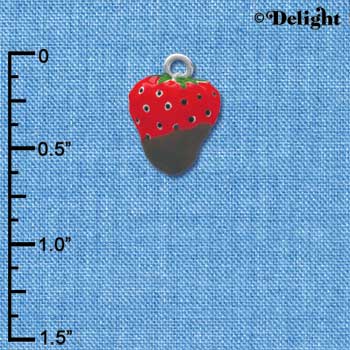 C3661 tlf - 3-D Chocolate Dipped Strawberry - Silver Charm