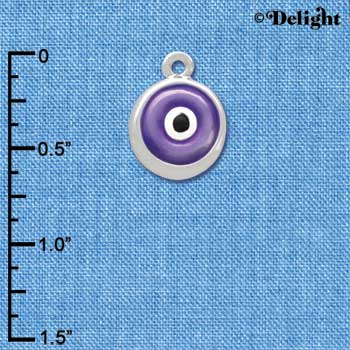 C3667 tlf - Purple Evil Eye Good Luck - Silver Charm