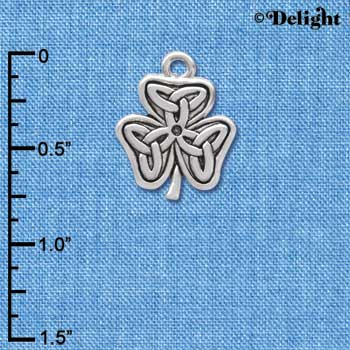 C3670 tlf - Silver Shamrock with Celtic Knot - Silver Charm