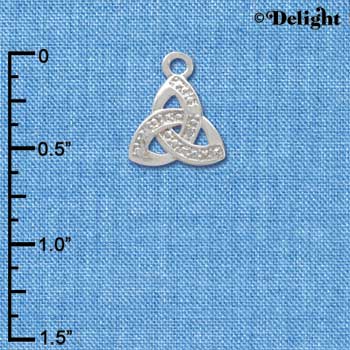 C3674 tlf - Small 2-D Silver Faux Stone Trinity Knot - Silver Charm