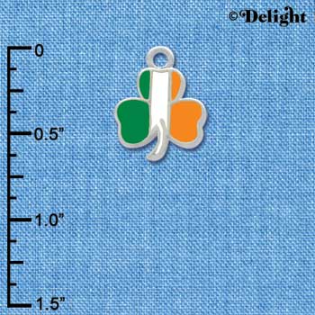 C3682 tlf - 2-D Irish Flag Shamrock - Silver Charm