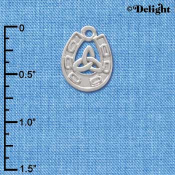 C3683 tlf - Silver Horseshoe with Trinity Knot - Silver Charm