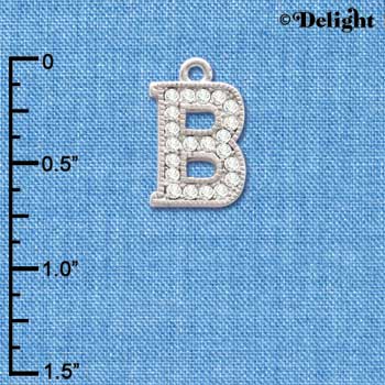 C3704 tlf - Swarovski Crystal - B - Beaded Border - Silver Charm