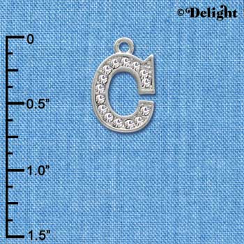 C3705 tlf - Swarovski Crystal - C - Beaded Border - Silver Charm