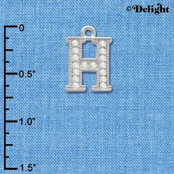 C3710 tlf - Swarovski Crystal - H - Beaded Border - Silver Charm