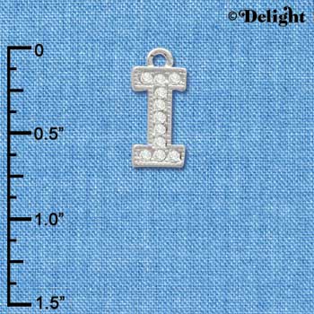 C3711 tlf - Swarovski Crystal - I - Beaded Border - Silver Charm