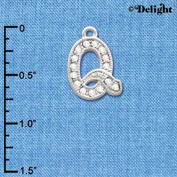 C3719 tlf - Swarovski Crystal - Q - Beaded Border - Silver Charm