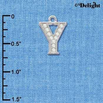 C3727 tlf - Swarovski Crystal - Y - Beaded Border - Silver Charm