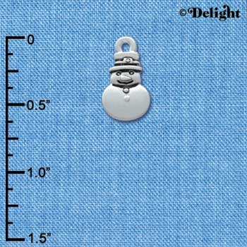 C3738 tlf - 2-D Silver Mini Snowman - Silver Charm