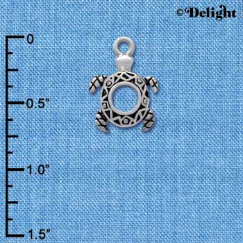 C3742 tlf - Small Open Turtle - Silver Charm