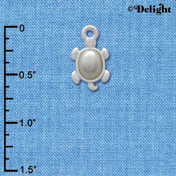 C3744 tlf - Small Turtle with Pearl Shell - Silver Charm