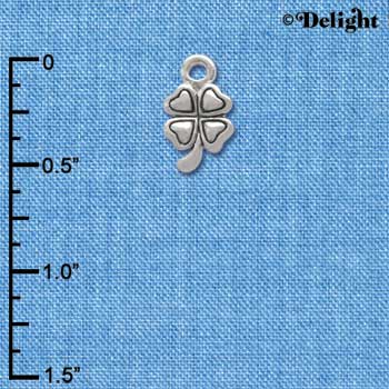 C3749 tlf - Mini Silver Four Leaf Clover - Silver Charm
