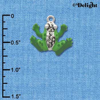 C3763 tlf - 2 Tone Green Frog - Silver Charm