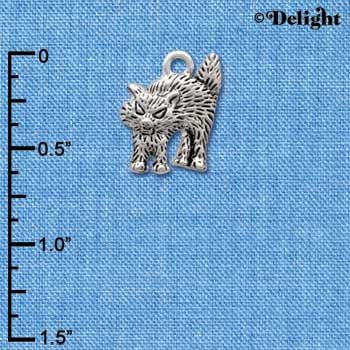 C3765 tlf - Antiqued Scary Cat - Silver Charm