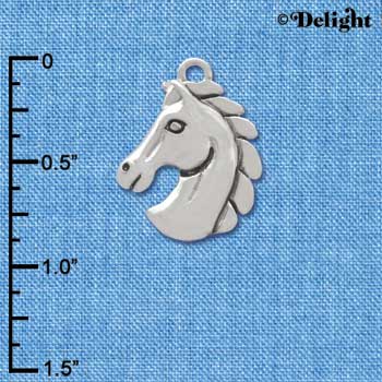 C3767 tlf - 2-D Large Classic Horse Head - Silver Charm