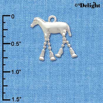 C3768 tlf - Horse with 4 Dangle Legs - Silver Charm