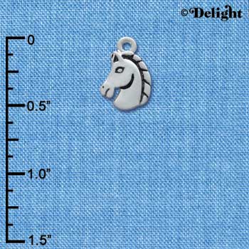 C3803 tlf - Mini 2-D Classic Horse Head - Silver Charm