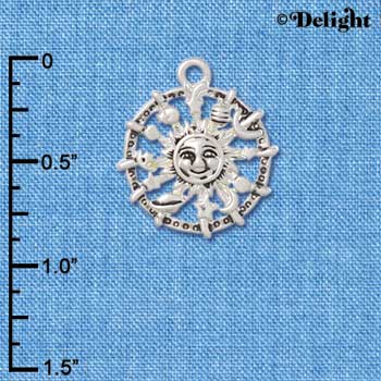 C3805 tlf - Zodiac with Sun Medallion - Silver Charm