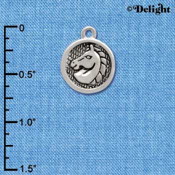 C3809 tlf - 2-D Classic Horse Head in Disc - Silver Charm