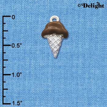 C3822 tlf - 2-D Chocolate Ice Cream Cone - Silver Charm