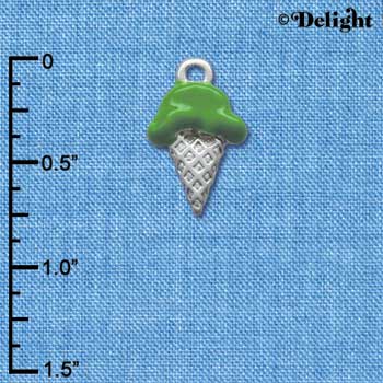 C3823 tlf - 2-D Pistachio Ice Cream Cone - Silver Charm