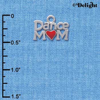 C3828 tlf - Dance Mom with Red Heart - Im. Rhodium Charm