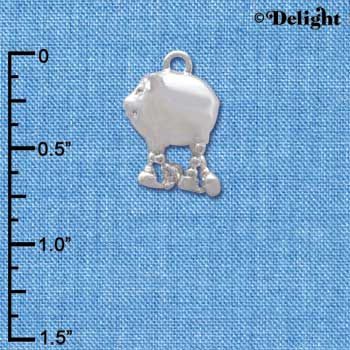 C3834 tlf - Pig with Dangle Feet - Silver Charm