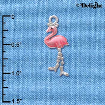 C3835 tlf - Flamingo with Dangle Legs - Silver Charm