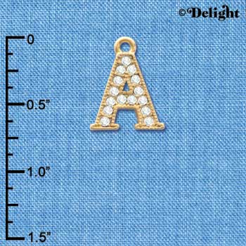 C3836 tlf - Swarovski Crystal - A - Beaded Border - Gold Charm