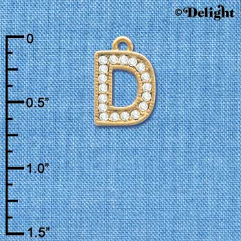 C3839 tlf - Swarovski Crystal - D - Beaded Border - Gold Charm