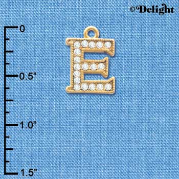 C3840 tlf - Swarovski Crystal - E - Beaded Border - Gold Charm