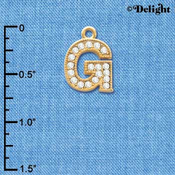 C3842 tlf - Swarovski Crystal - G - Beaded Border - Gold Charm