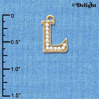 C3847 tlf - Swarovski Crystal - L - Beaded Border - Gold Charm