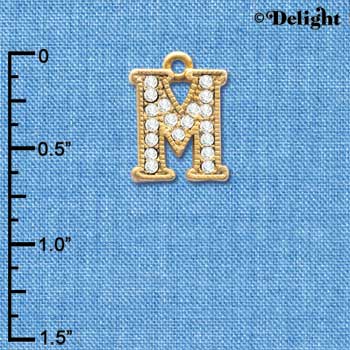 C3848 tlf - Swarovski Crystal - M - Beaded Border - Gold Charm