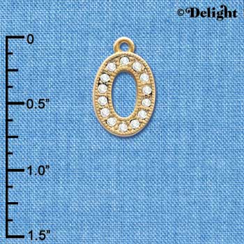 C3850 tlf - Swarovski Crystal - O - Beaded Border - Gold Charm