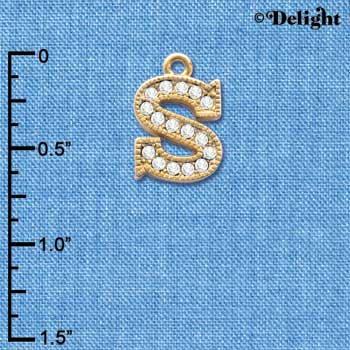 C3854 tlf - Swarovski Crystal - S - Beaded Border - Gold Charm