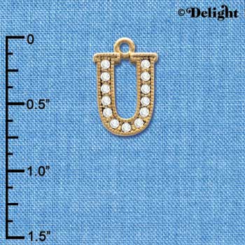 C3856 tlf - Swarovski Crystal - U - Beaded Border - Gold Charm