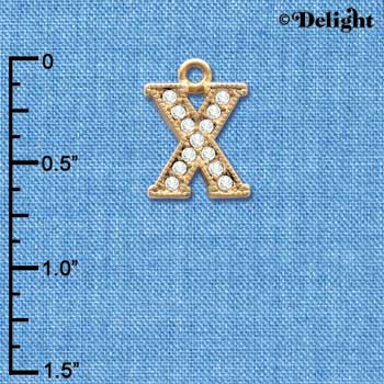 C3859 tlf - Swarovski Crystal - X - Beaded Border - Gold Charm