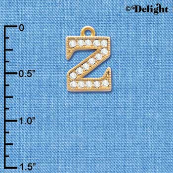 C3861 tlf - Swarovski Crystal - Z - Beaded Border - Gold Charm