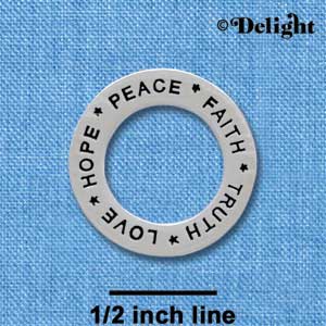 C3864+ tlf - Love, Hope, Peace, Faith, Truth - Affirmation Message Ring 