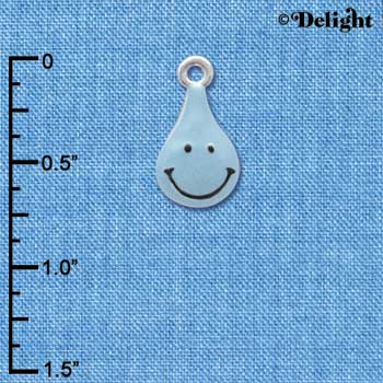 C3877 tlf - Blue Water Drop - 2 Sided - Silver Charm 